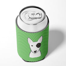 Load image into Gallery viewer, Green Checkered Bull Terrier Can or Bottle Hugger BB1132CC