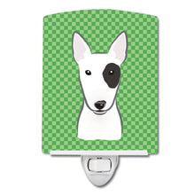 Load image into Gallery viewer, Green Checkered Bull Terrier Ceramic Night Light BB1132CNL