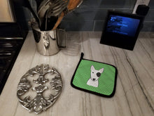 Load image into Gallery viewer, Green Checkered Bull Terrier Pot Holders - Set of 2 - Heat-Resistant Kitchen Essentials BB1132PTHD