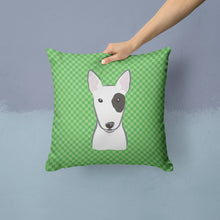 Load image into Gallery viewer, Green Checkered Bull Terrier Throw Pillow - 14x14 Decorative Pillow – Art for Your Home &amp; Patio BB1132PW1414