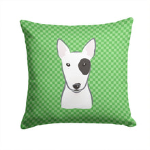 Load image into Gallery viewer, Green Checkered Bull Terrier Throw Pillow - 14x14 Decorative Pillow – Art for Your Home &amp; Patio BB1132PW1414