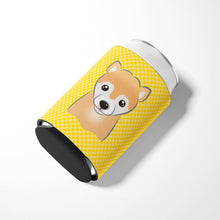 Load image into Gallery viewer, Yellow Checkered Shiba Inu Can or Bottle Hugger BB1133CC