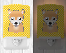 Load image into Gallery viewer, Yellow Checkered Shiba Inu Ceramic Night Light BB1133CNL