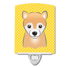 Load image into Gallery viewer, Yellow Checkered Shiba Inu Ceramic Night Light BB1133CNL