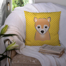 Load image into Gallery viewer, Yellow Checkered Shiba Inu Throw Pillow - 14x14 Decorative Pillow – Art for Your Home &amp; Patio BB1133PW1414