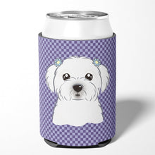 Load image into Gallery viewer, Purple Checkered Maltese Can or Bottle Hugger BB1134CC