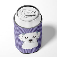 Load image into Gallery viewer, Purple Checkered Maltese Can or Bottle Hugger BB1134CC