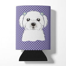 Load image into Gallery viewer, Purple Checkered Maltese Can or Bottle Hugger BB1134CC