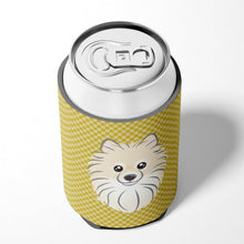 Load image into Gallery viewer, Tan Checkered Pomeranian Can or Bottle Hugger BB1135CC