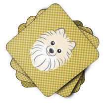 Load image into Gallery viewer, Tan Checkered Pomeranian Coasters - Set of 4 Lightweight Foam, Absorbent Drink Coasters BB1135FC