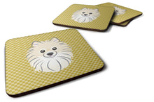 Load image into Gallery viewer, Tan Checkered Pomeranian Coasters - Set of 4 Lightweight Foam, Absorbent Drink Coasters BB1135FC