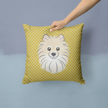 Load image into Gallery viewer, Tan Checkered Pomeranian Throw Pillow - 14x14 Decorative Pillow – Art for Your Home &amp; Patio BB1135PW1414