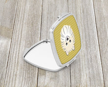 Load image into Gallery viewer, Tan Checkered Pomeranian Compact Mirror – Stylish Purse Mirror with Artistic Covers BB1135SCM