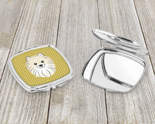 Load image into Gallery viewer, Tan Checkered Pomeranian Compact Mirror – Stylish Purse Mirror with Artistic Covers BB1135SCM