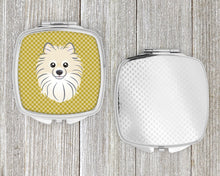Load image into Gallery viewer, Tan Checkered Pomeranian Compact Mirror – Stylish Purse Mirror with Artistic Covers BB1135SCM
