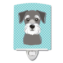 Load image into Gallery viewer, Blue Checkered Schnauzer Ceramic Night Light BB1136CNL