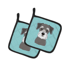 Load image into Gallery viewer, Blue Checkered Schnauzer Pot Holders - Set of 2 - Heat-Resistant Kitchen Essentials BB1136PTHD