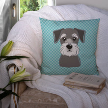 Load image into Gallery viewer, Blue Checkered Schnauzer Throw Pillow - 14x14 Decorative Pillow – Art for Your Home &amp; Patio BB1136PW1414