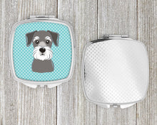 Load image into Gallery viewer, Blue Checkered Schnauzer Compact Mirror – Stylish Purse Mirror with Artistic Covers BB1136SCM