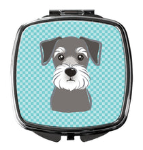 Load image into Gallery viewer, Blue Checkered Schnauzer Compact Mirror – Stylish Purse Mirror with Artistic Covers BB1136SCM