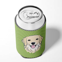 Load image into Gallery viewer, Green Checkered Golden Retriever Can or Bottle Hugger BB1137CC