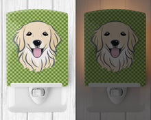 Load image into Gallery viewer, Green Checkered Golden Retriever Ceramic Night Light BB1137CNL