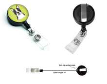 Load image into Gallery viewer, Lime Checkered Boston Terrier Retractable Badge Reel BB1139BR