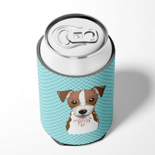 Load image into Gallery viewer, Checkerboard Blue Jack Russell Terrier Can or Bottle Hugger BB1140CC