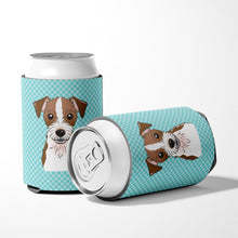 Load image into Gallery viewer, Checkerboard Blue Jack Russell Terrier Can or Bottle Hugger BB1140CC