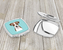 Load image into Gallery viewer, Checkerboard Blue Jack Russell Terrier Compact Mirror – Stylish Purse Mirror with Artistic Covers BB1140SCM
