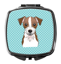Load image into Gallery viewer, Checkerboard Blue Jack Russell Terrier Compact Mirror – Stylish Purse Mirror with Artistic Covers BB1140SCM