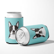 Load image into Gallery viewer, Checkerboard Blue Boston Terrier Can or Bottle Hugger BB1141CC