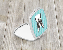 Load image into Gallery viewer, Checkerboard Blue Boston Terrier Compact Mirror – Stylish Purse Mirror with Artistic Covers BB1141SCM