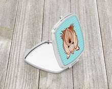 Load image into Gallery viewer, Checkerboard Blue Yorkie Yorkishire Terrier Compact Mirror – Stylish Purse Mirror with Artistic Covers BB1142SCM