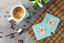 Load image into Gallery viewer, Checkerboard Blue Golden Retriever Coasters - Set of 4 Lightweight Foam, Absorbent Drink Coasters BB1143FC