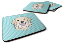 Load image into Gallery viewer, Checkerboard Blue Golden Retriever Coasters - Set of 4 Lightweight Foam, Absorbent Drink Coasters BB1143FC