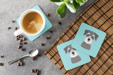 Load image into Gallery viewer, Checkerboard Blue Schnauzer Coasters - Set of 4 Lightweight Foam, Absorbent Drink Coasters BB1144FC