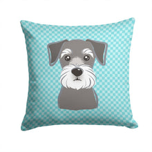 Load image into Gallery viewer, Checkerboard Blue Schnauzer Canvas Throw Pillow - 14x14 Decorative Pillow – Art for Your Home &amp; Patio BB1144PW1414