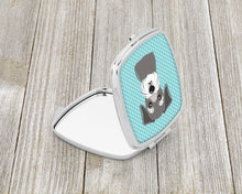 Load image into Gallery viewer, Checkerboard Blue Schnauzer Compact Mirror – Stylish Purse Mirror with Artistic Covers BB1144SCM