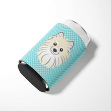 Load image into Gallery viewer, Checkerboard Blue Pomeranian Can or Bottle Hugger BB1145CC