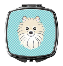 Load image into Gallery viewer, Checkerboard Blue Pomeranian Compact Mirror – Stylish Purse Mirror with Artistic Covers BB1145SCM