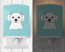 Load image into Gallery viewer, Checkerboard Blue Maltese Ceramic Night Light BB1146CNL