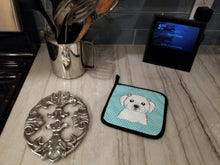 Load image into Gallery viewer, Checkerboard Blue Maltese Pot Holders - Set of 2 - Heat-Resistant Kitchen Essentials BB1146PTHD