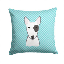 Load image into Gallery viewer, Checkerboard Blue Bull Terrier Canvas Throw Pillow - 14x14 Decorative Pillow – Art for Your Home &amp; Patio BB1147PW1414