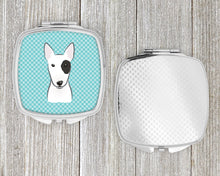 Load image into Gallery viewer, Checkerboard Blue Bull Terrier Compact Mirror – Stylish Purse Mirror with Artistic Covers BB1147SCM