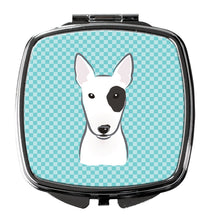 Load image into Gallery viewer, Checkerboard Blue Bull Terrier Compact Mirror – Stylish Purse Mirror with Artistic Covers BB1147SCM