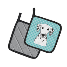 Load image into Gallery viewer, Checkerboard Blue Dalmatian Pot Holders - Set of 2 - Heat-Resistant Kitchen Essentials BB1148PTHD