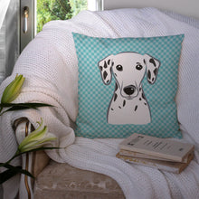 Load image into Gallery viewer, Checkerboard Blue Dalmatian Canvas Throw Pillow - 14x14 Decorative Pillow – Art for Your Home &amp; Patio BB1148PW1414