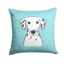 Load image into Gallery viewer, Checkerboard Blue Dalmatian Canvas Throw Pillow - 14x14 Decorative Pillow – Art for Your Home &amp; Patio BB1148PW1414