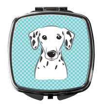 Load image into Gallery viewer, Checkerboard Blue Dalmatian Compact Mirror – Stylish Purse Mirror with Artistic Covers BB1148SCM
